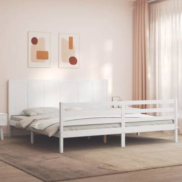 White Super King Size Bed Frame with Headboard | Hipomarket