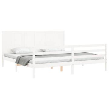 White Super King Size Bed Frame with Headboard | Hipomarket