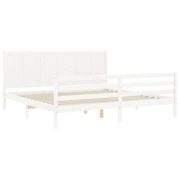 White Super King Size Bed Frame with Headboard | Hipomarket