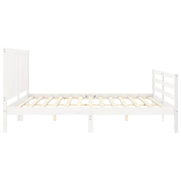 White Super King Size Bed Frame with Headboard | Hipomarket