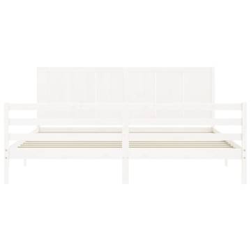 White Super King Size Bed Frame with Headboard | Hipomarket