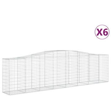 Arched Gabion Baskets - 6 pcs Galvanised Iron | HipoMarket