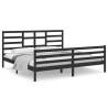 Black Solid Wood Bed Frame 200x200 cm - Modern Design