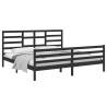 Black Solid Wood Bed Frame 200x200 cm - Modern Design