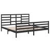 Black Solid Wood Bed Frame 200x200 cm - Modern Design