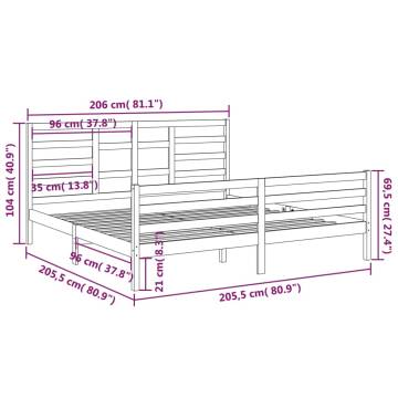 Black Solid Wood Bed Frame 200x200 cm - Modern Design