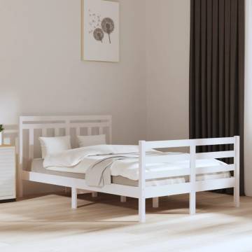 White Solid Wood Bed Frame 135x190 cm Double - HipoMarket