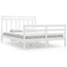 White Solid Wood Bed Frame 135x190 cm Double - HipoMarket