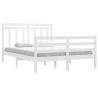 White Solid Wood Bed Frame 135x190 cm Double - HipoMarket