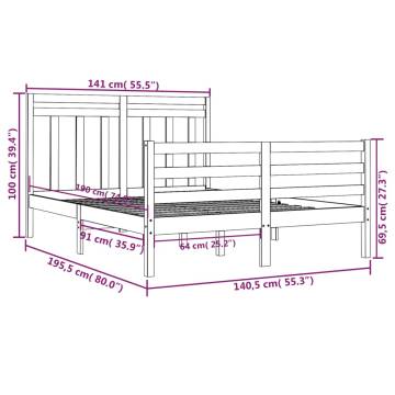 White Solid Wood Bed Frame 135x190 cm Double - HipoMarket