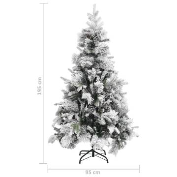 Flocked Snow & Cones Christmas Tree - 195 cm PVC&PE