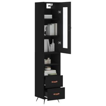 Stylish Highboard in Black - Engineered Wood Storage Solution