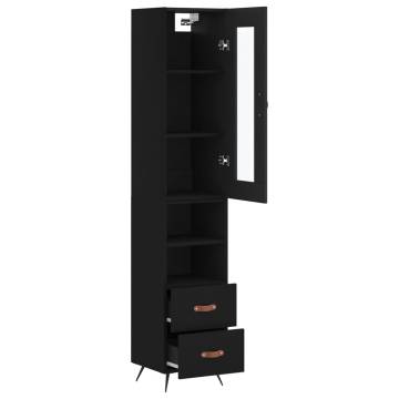 Stylish Highboard in Black - Engineered Wood Storage Solution