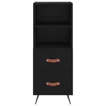 Stylish Highboard in Black - Engineered Wood Storage Solution