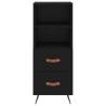 Stylish Highboard in Black - Engineered Wood Storage Solution