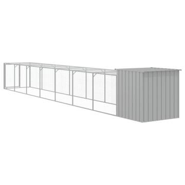 Light Grey Chicken Cage with Run - 110x81x110 cm Galvanised Steel