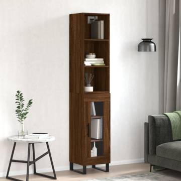 Stylish Highboard Brown Oak - 34.5x34x180 cm | HipoMarket