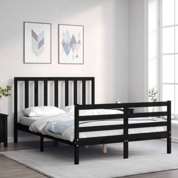 Black Bed Frame with Headboard 120x200 cm - Hipomarket