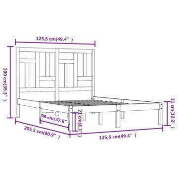 White Solid Wood Pine Bed Frame 120x200 cm - Modern Design