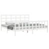 White Bed Frame with Headboard 180x200 cm - Super King Size