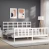 White Bed Frame with Headboard 180x200 cm - Super King Size