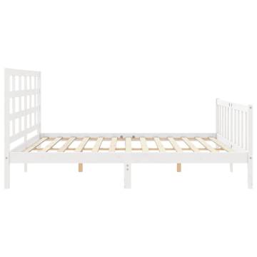 White Bed Frame with Headboard 180x200 cm - Super King Size