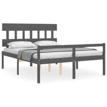 Solid Pine Grey King Size Bed Frame with Headboard