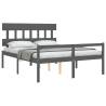 Solid Pine Grey King Size Bed Frame with Headboard