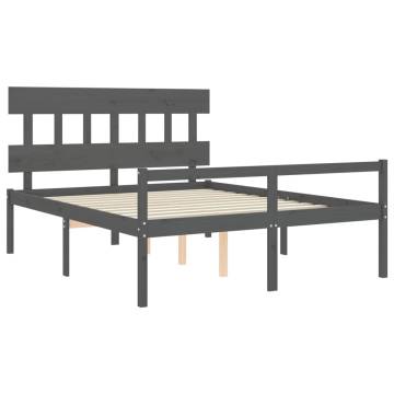 Solid Pine Grey King Size Bed Frame with Headboard