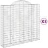 Arched Gabion Baskets - 3 pcs Galvanised Iron | HipoMarket UK