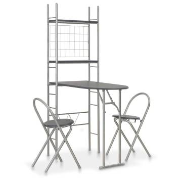 3 Piece Folding Dining Set with Storage Rack - Black | Hipo Market