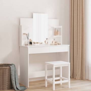 White Dressing Table with Mirror 96x39x142 cm - Hipomarket