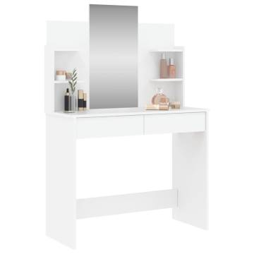 White Dressing Table with Mirror 96x39x142 cm - Hipomarket