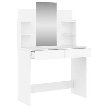 White Dressing Table with Mirror 96x39x142 cm - Hipomarket