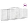 Arched Gabion Baskets - 4 Pcs Galvanised Iron | HipoMarket