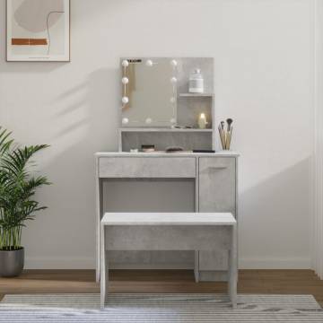 Dressing Table Set with LED - Concrete Grey - Stylish & Functional