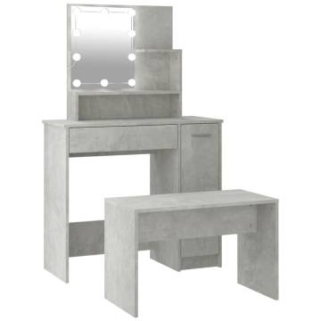 Dressing Table Set with LED - Concrete Grey - Stylish & Functional