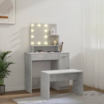 Dressing Table Set with LED - Concrete Grey - Stylish & Functional