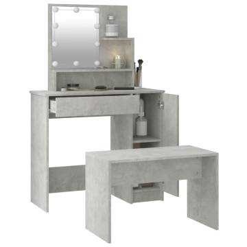 Dressing Table Set with LED - Concrete Grey - Stylish & Functional