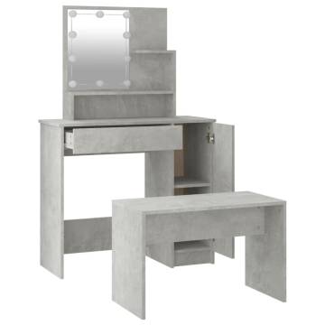 Dressing Table Set with LED - Concrete Grey - Stylish & Functional