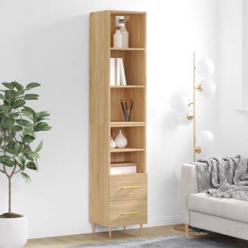 Stylish Highboard Sonoma Oak - 34.5x34x180 cm | Hipo Market