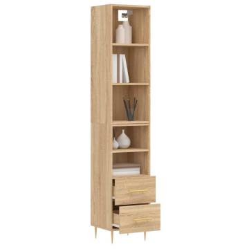 Stylish Highboard Sonoma Oak - 34.5x34x180 cm | Hipo Market