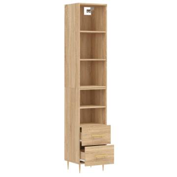 Stylish Highboard Sonoma Oak - 34.5x34x180 cm | Hipo Market