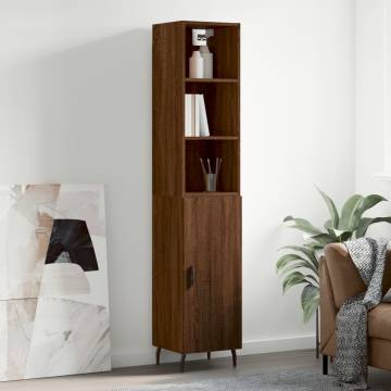 Stylish Highboard Brown Oak - 34.5x34x180 cm | HipoMarket