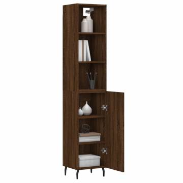 Stylish Highboard Brown Oak - 34.5x34x180 cm | HipoMarket