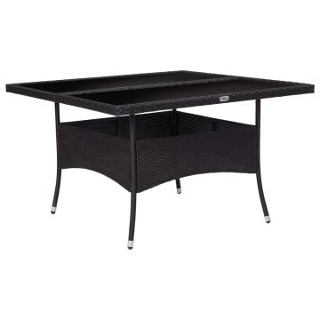 Outdoor Dining Table - Black Poly Rattan & Glass | HipoMarket