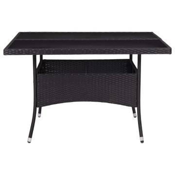 Outdoor Dining Table - Black Poly Rattan & Glass | HipoMarket