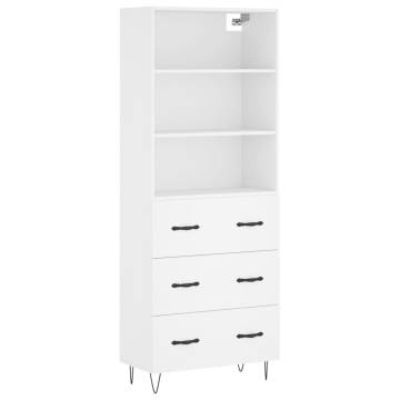 Stylish Highboard White 69.5x34x180 cm - Durable & Elegant