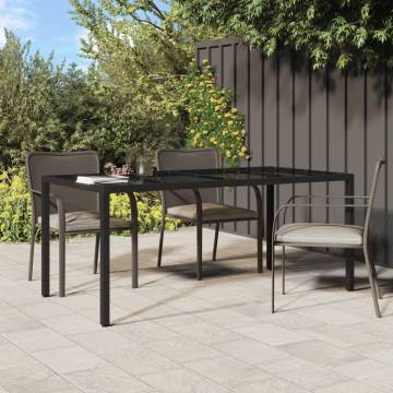 Black Garden Table 190x90 cm - Stylish Tempered Glass & Rattan