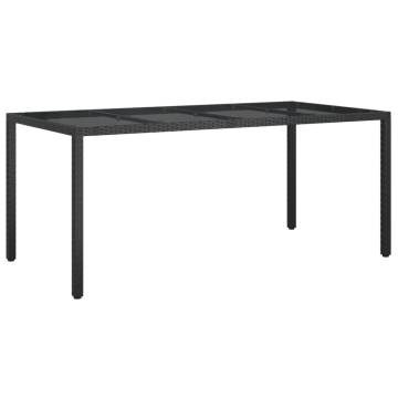 Black Garden Table 190x90 cm - Stylish Tempered Glass & Rattan